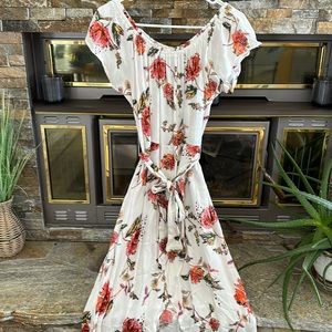 Off shoulder summer long floral dress